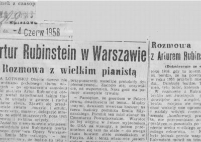 Wizyta Rubinsteina w Polsce w 1958 r.